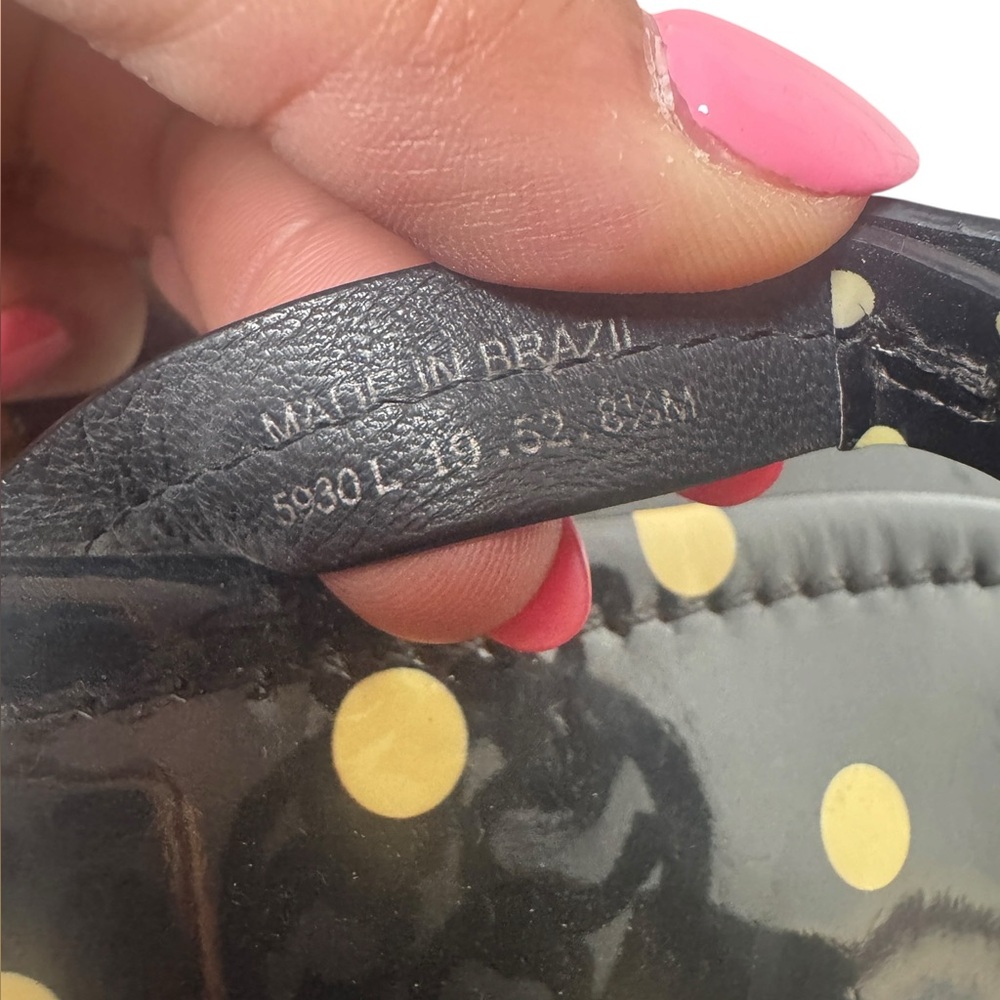 Tory Burch Miller Printed Patent Leather Navy Classic Polka Dot Sandals Sz 8.5 - Picture 4 of 6